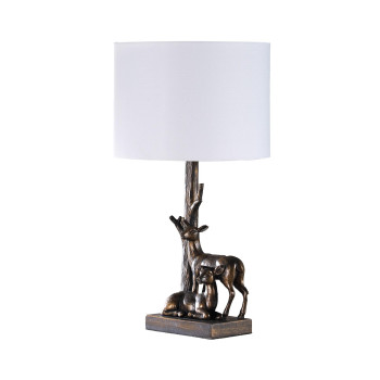 1975 In Capreolus Bronze Western Roe Deers Polyresin Table Lamp