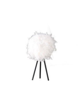 205 In Pure White Feather Shade Tripod Modern Metal Table Lamp