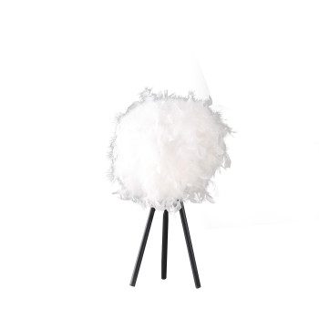 205 In Pure White Feather Shade Tripod Modern Metal Table Lamp