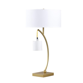 285 In Contemporary Dual Gold Arc With Hanging Pendelum Lamp Metal Table Lamp