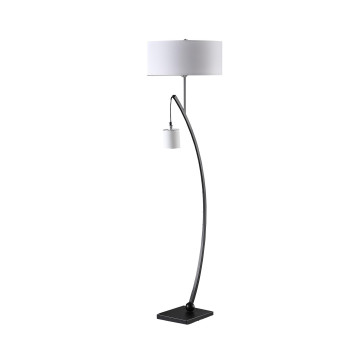 59 In Contemporary Dual Black Arc With Hanging Pendelum Lamp Metal Floor Lamp