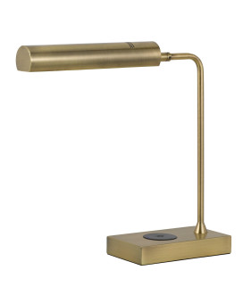 Dyna 18 Inch Integrated Led Desk Lamp Wireless Usb Port Antique Brass