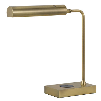 Dyna 18 Inch Integrated Led Desk Lamp Wireless Usb Port Antique Brass