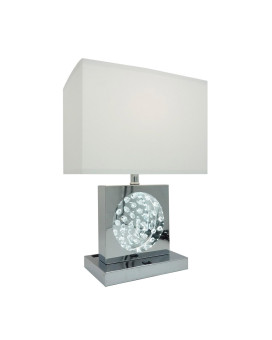 Rohi 22 Inch Table Lamp White Fabric Shade Chrome Base Led Accents