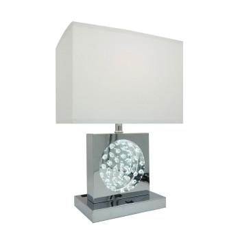 Rohi 22 Inch Table Lamp White Fabric Shade Chrome Base Led Accents