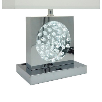 Rohi 22 Inch Table Lamp White Fabric Shade Chrome Base Led Accents