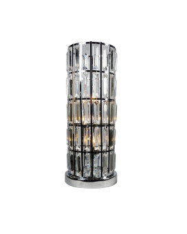 20 Inch Modern Table Lamp Metal Cage Shade With Glass Accents Chrome