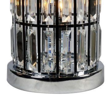 20 Inch Modern Table Lamp Metal Cage Shade With Glass Accents Chrome