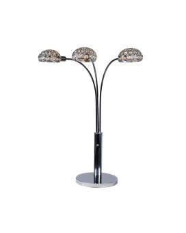 Arya 33 Inch Modern Arcing 3 Light Table Lamp Round Crystal Accents Chrome