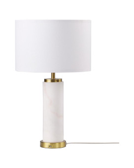 Lucius Drum Shade Bedside Table Lamp White And Gold