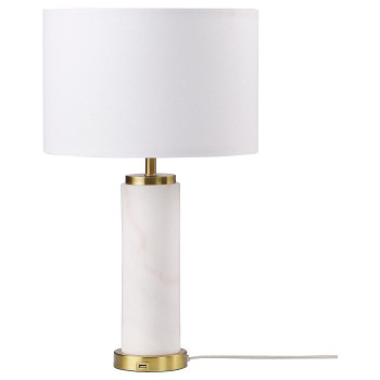 Lucius Drum Shade Bedside Table Lamp White And Gold