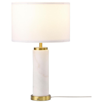 Lucius Drum Shade Bedside Table Lamp White And Gold