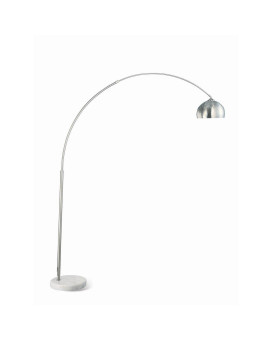 85 Inch Floor Lamp With Arched Body Binary Switch Marble Base Silver