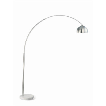 85 Inch Floor Lamp With Arched Body Binary Switch Marble Base Silver