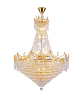 42 In Luxurious Czar K9 Crystal Single Tier Chandelier 22Led Bulbs Neo Classical Hardwired Ceiling Chandelier Lamp For Living