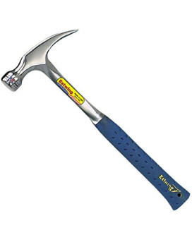 Estwing Hammer - 20 oz Straight Rip Claw with Smooth Face & Shock Reduction Grip - E3-20S , Silver