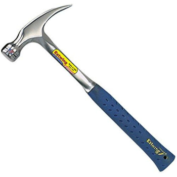 Estwing Hammer - 20 oz Straight Rip Claw with Smooth Face & Shock Reduction Grip - E3-20S , Silver