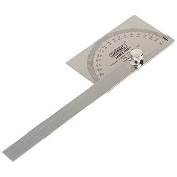 General Tools Angle Protractor Stainless Steel Square Head - Measuring Tool for Carpenters & Woodworking Hobbyists