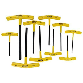 Bondhus 13390 Set of 10 Hex T-handles w/Stand, sizes 3/32-3/8