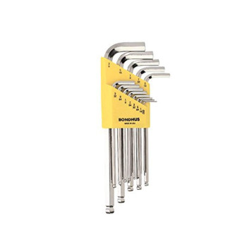 Bondhus 16937 Set of 13 Balldriver L-wrenches with BriteGuard Finish, Long Length, sizes .050-3/8-Inch