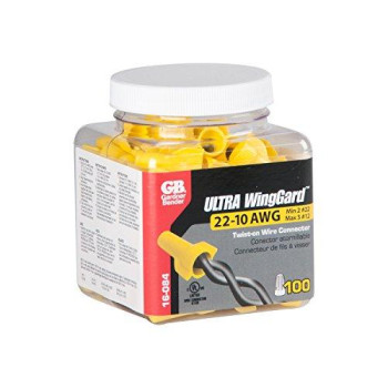 Gardner Bender 16-084 WingGard Twist-On Wire Connectors, 22-10 AWG, Electrical , 100 pk, Yellow