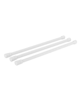 Camco 28 RV Refrigerator Bar, Holds Food and Drinks in Place During Travel, Prevents Messy Spills, Spring Loaded and Extends Between 16 and 28 - White (3 Pack) (44053)