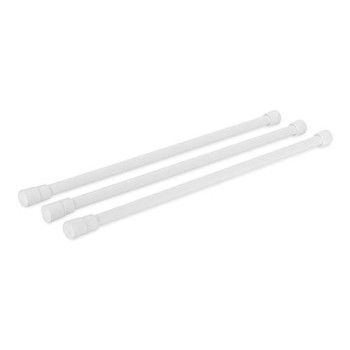 Camco 28 RV Refrigerator Bar, Holds Food and Drinks in Place During Travel, Prevents Messy Spills, Spring Loaded and Extends Between 16 and 28 - White (3 Pack) (44053)