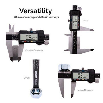 NEIKO 01409A 12??Electronic Digital Caliper | Extra Large Display | 0-12 Inches | Inch/Fractions/Millimeter Conversion | Polished Stainless Steel