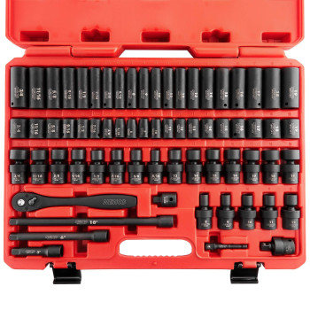 NEIKO 02443A 3/8 and 1/2 Drive Master Impact Socket Set | 38 Piece | Standard SAE (Inch) and Metric (mm) Sizes Below | Deep and Shallow Kit | Cr-V Steel | Includes Duometric Sockets