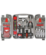 Apollo Tools DT9408 53 Piece Household Tool Set with Wrenches, Precision Screwdriver Set and Most Reached for Hand Tools in Storage Case , Red