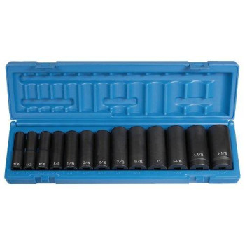 Grey Pneumatic Corp 1312D 1/2 Drive Deep Length Fractional Set - 13 Piece