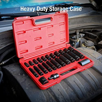 Sunex 3325, 3/8 Inch Drive Master Impact Socket Set, 25-Piece, SAE, 5/16-1?? Standard/Deep, Cr-Mo Steel, Radius Corner Design, Heavy Duty Storage Case, Includes Universal Joint