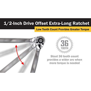 Titan 12046 1/2-Inch Drive x 15-Inch 36-Tooth Quick-Release Extra-Long Offset Ratchet