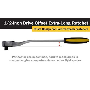 Titan 12046 1/2-Inch Drive x 15-Inch 36-Tooth Quick-Release Extra-Long Offset Ratchet