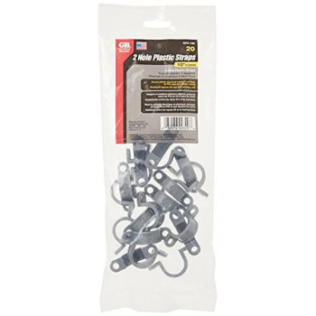 Gardner Bender GCC-120 1/2-Inch Two Hole Plastic Straps, Grey, 20-Pack