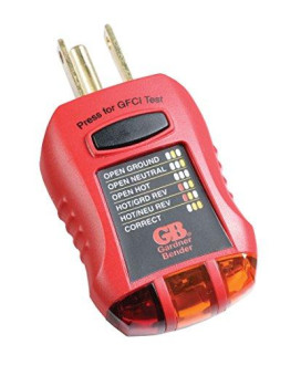 Gardner Bender GFI-3501 Ground Fault Receptacle Tester & Circuit Analyzer, 110-125V AC, for GFCI / Standard / Extension Cords & More, 7 Visual LED Tests , Red