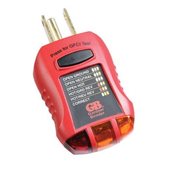 Gardner Bender GFI-3501 Ground Fault Receptacle Tester & Circuit Analyzer, 110-125V AC, for GFCI / Standard / Extension Cords & More, 7 Visual LED Tests , Red