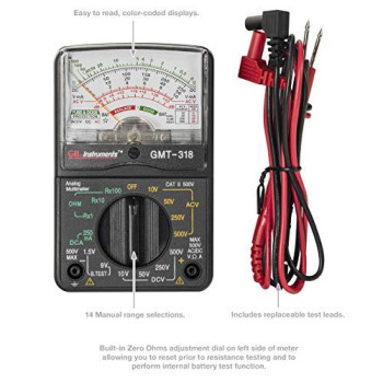 Gardner Bender GMT-318 Analog Multimeter, 6 Function, 14 Range, AC / DC Volt, 500V