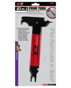 Performance Tool W83201 10-in-1 Trim Tool | 10 in 1 Trim Tool Easily Removes Upholstery, Molding, Door Trim & Handle Clips | Removes Wiper Mounts, Windshield Clips & Headlight Springs & More