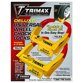 Trimax TCL65 Wheel Chock Lock , Yellow/Red, 7.25in