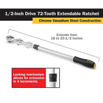 Titan 12073 1/2-Inch Drive x 18 to 23-1/2-Inch 72-Tooth Extendable Ratchet