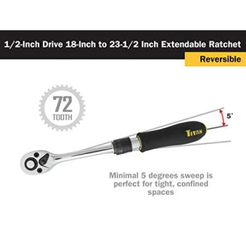 Titan 12073 1/2-Inch Drive x 18 to 23-1/2-Inch 72-Tooth Extendable Ratchet