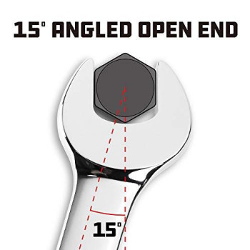 Powerbuilt 24mm Metric Combination Wrench, 12 Point Double Ended Box and Open End, 15 Degree Offset Polished 644128