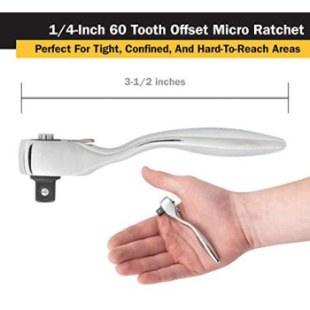 Titan 11204 1/4-Inch x 3-1/2-Inch 60 Tooth Offset Micro Ratchet