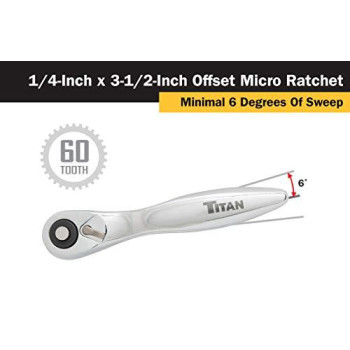 Titan 11204 1/4-Inch x 3-1/2-Inch 60 Tooth Offset Micro Ratchet