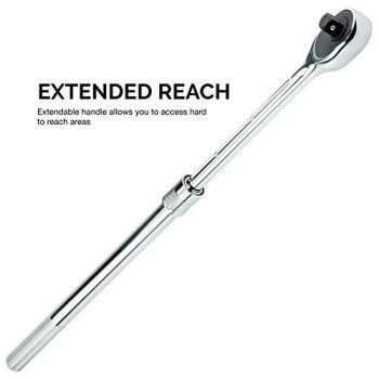 Neiko 03069A 3/4-Inch-Drive Extendable Ratchet Handle, 24-Tooth Reversible Ratcheting Feature, Extends 24 to 39 3/4 Inches