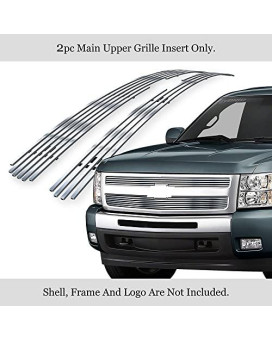 APS Compatible with Chevy Silverado 1500 2007-2013 Main Upper Stainless Steel SS Chrome Horizontal Billet Grille Insert C65766A