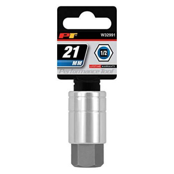 Performance Tool W32991 1/2 Drive Hex Bit Socket, 21mm