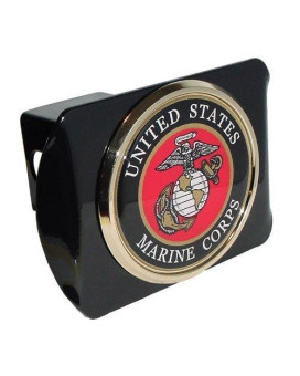 United States US Marine Corps USMCBlack with Gold Plated USMC Seal Emblem Metal Trailer Hitch Cover Fits 2 Inch Car Truck Receiver