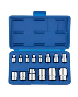 NEIKO 04300A E-Torx Socket Set | 14 Piece | External E4 to E24 | 1/4? 3/8?and 1/2?Drive | Female Star External Torx | Cr-V Steel